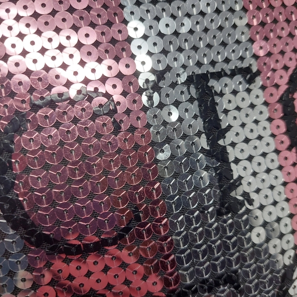 Victoria's Secret Sequined Weekender Tote Bag Pink Silver Striped Spell Out Y2K - Picture 4 of 12